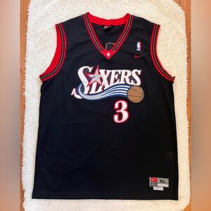 Nike Black & Red Philadelphia 76ers Allen Iverson #3 Jersey Sz XL
